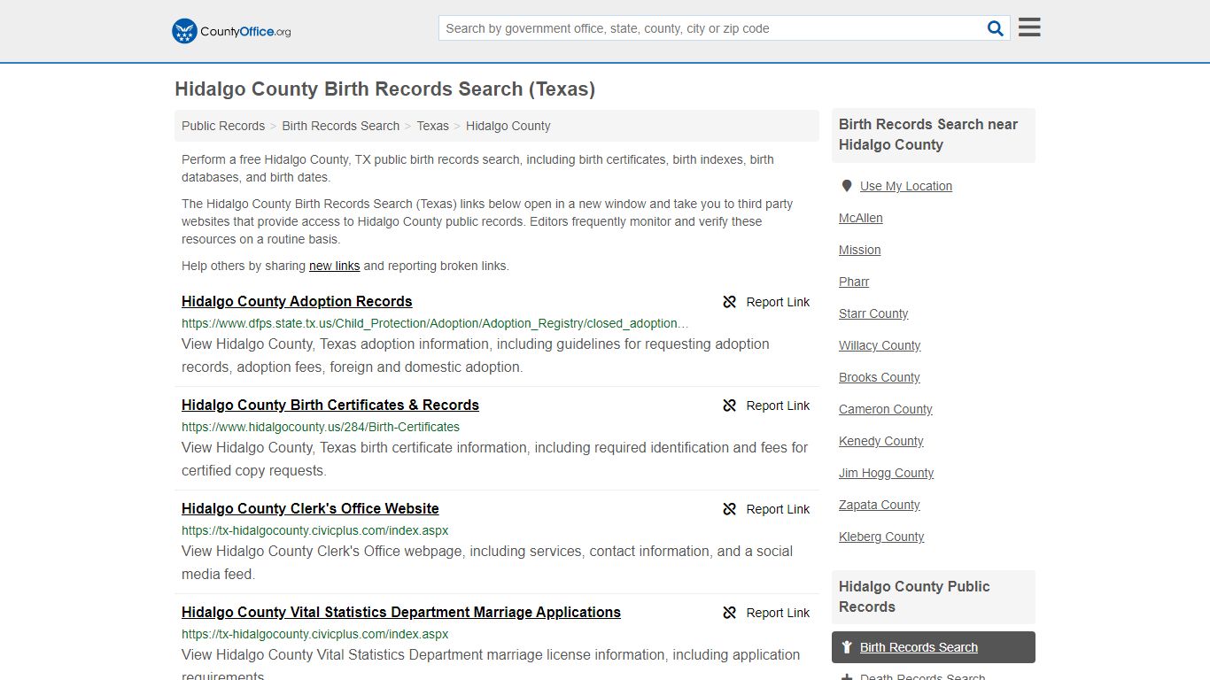 Birth Records Search - Hidalgo County, TX (Birth ...